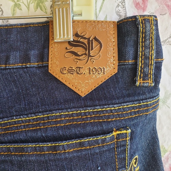 SouthPole Y2K Embroidered Women's Blue Jeans Size 18 26.5 In Long - Picture 9 of 9